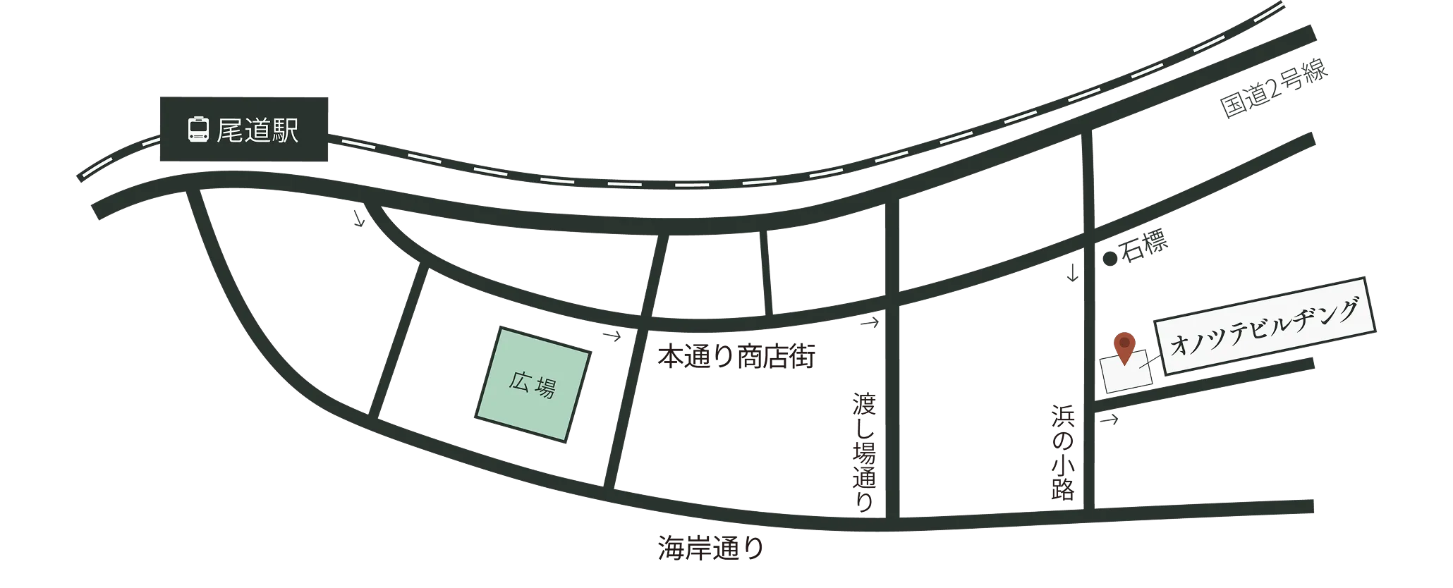 尾道駅からギャラリー瓦全房までの地図